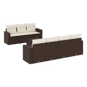 Afuera Living Contemporary 8 Piece Steel Sofa Set in Brown/Cream