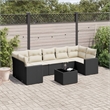 Afuera Living Contemporary Poly Rattan Sofa Set in Black/Cream