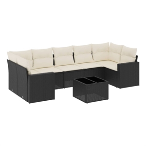 Afuera Living Contemporary Poly Rattan Sofa Set in Black/Cream
