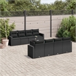 Afuera Living Contemporary 9 Piece Poly Rattan Large Sofa Set in Black