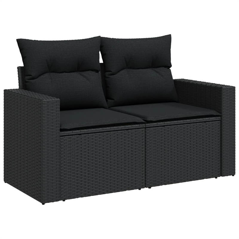 Afuera Living Contemporary 9 Piece Poly Rattan Large Sofa Set in Black