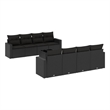 Afuera Living Contemporary 9 Piece Poly Rattan Large Sofa Set in Black