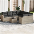 Afuera Living Contemporary 9 Piece Poly Rattan Sofa Set in Gray