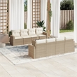 Afuera Living Contemporary 9 Piece Poly Rattan Sofa Set in Cream/Beige