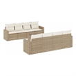 Afuera Living Contemporary 9 Piece Poly Rattan Sofa Set in Cream/Beige
