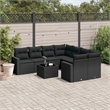 Afuera Living Contemporary Synthetic Poly Rattan 9 Piece Sofa Set in Black