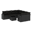 Afuera Living Contemporary Synthetic Poly Rattan 9 Piece Sofa Set in Black