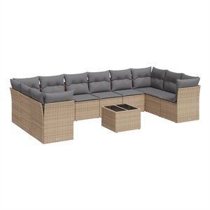Afuera Living Contemporary 11 Piece Steel Sofa Set in Gray/Beige