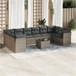 Afuera Living Contemporary 11 Piece Poly Rattan Small Sofa Set in Gray