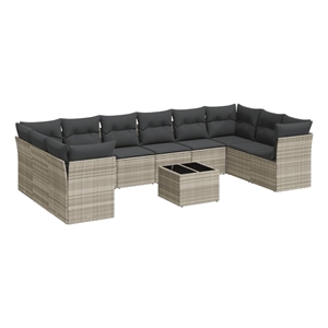Afuera Living 11 Piece Steel Small Sofa Set in Light Gray/Dark Gray