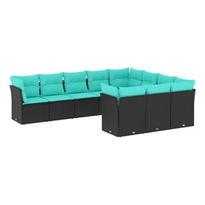 Afuera Living Contemporary 10 Piece Steel Large Sofa Set in Black/Blue