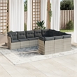 Afuera Living Contemporary 10 Piece Poly Rattan Large Sofa Set in Gray