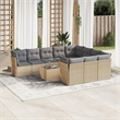 Afuera Living 11 Piece Poly Rattan Large Sofa Set in Gray/Beige