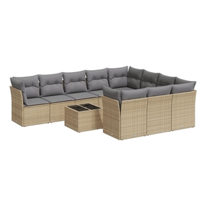 Afuera Living 11 Piece Poly Rattan Large Sofa Set in Gray/Beige