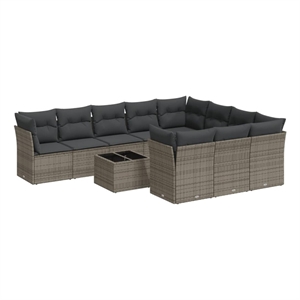 Afuera Living Contemporary 11 Piece Poly Rattan Medium Sofa Set in Gray