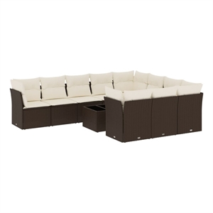 Afuera Living Contemporary 11 Piece Poly Rattan Sofa Set in Brown