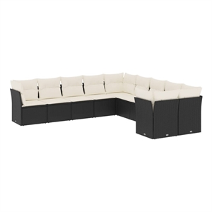 Afuera Living Contemporary 10 Piece Poly Rattan Sofa Set in Black