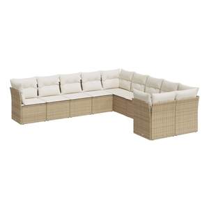 Afuera Living Contemporary 10 Piece Steel Sofa Set in Cream/Beige