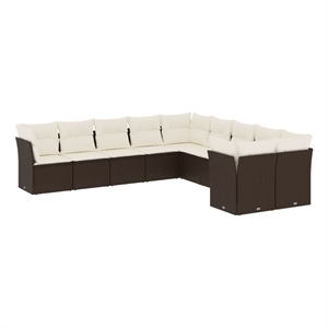 Afuera Living Contemporary 10 Piece Steel Sofa Set in Brown/Cream