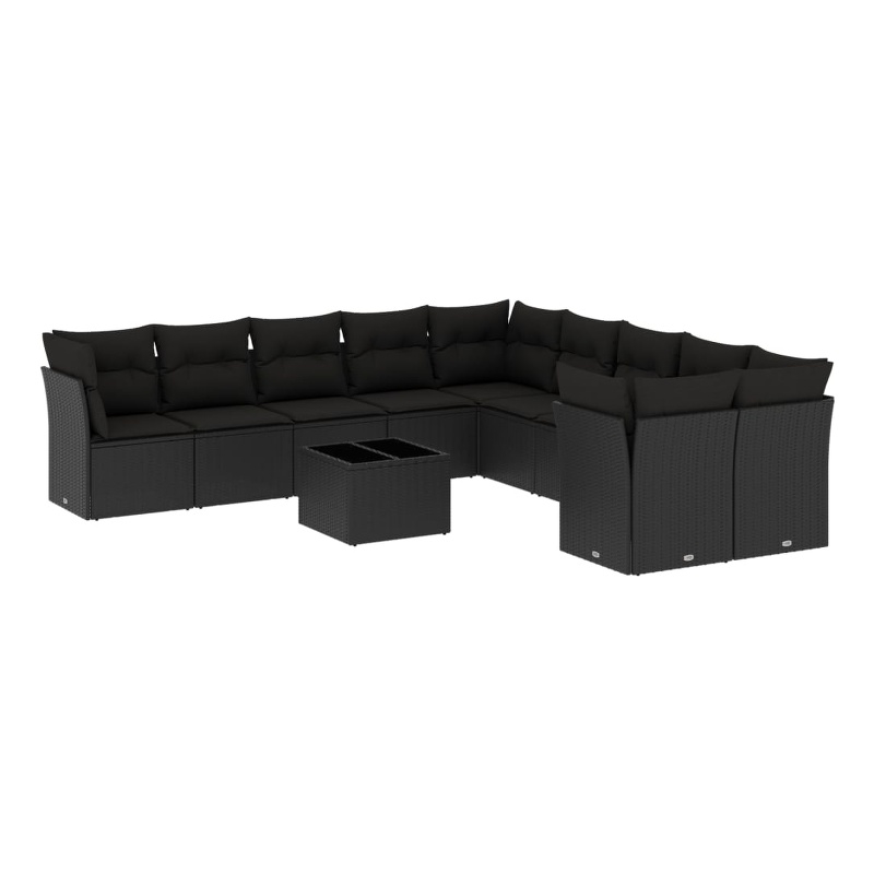 Afuera Living Contemporary 11 Piece Poly Rattan Large Sofa Set in Black