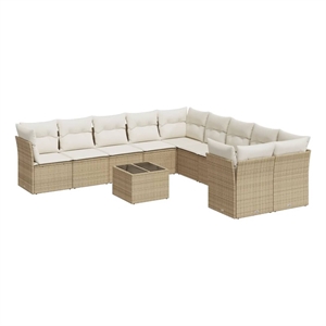 Afuera Living Contemporary 11 Piece Steel Sofa Set in Cream/Beige