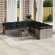 Afuera Living Contemporary 11 Piece Poly Rattan Sofa Set in Gray