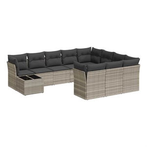 Afuera Living Contemporary 11 Piece Poly Rattan Small Sofa Set in Gray