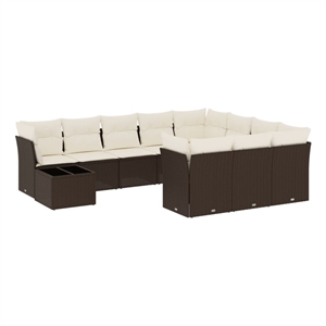 Afuera Living Contemporary 11 Piece Poly Rattan Sofa Set in Brown