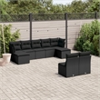 Afuera Living Contemporary 9 Piece Poly Rattan Sofa Set in Black