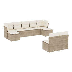 Afuera Living Contemporary 9 Piece Steel Small Sofa Set in Beige
