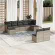 Afuera Living Contemporary Synthetic Poly Rattan 9 Piece  Sofa Set in Gray