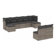 Afuera Living Contemporary Synthetic Poly Rattan 9 Piece  Sofa Set in Gray