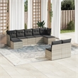 Afuera Living Contemporary 9 Piece Poly Rattan Sofa Set in Gray