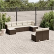 Afuera Living Contemporary 9 Piece Poly Rattan Large Sofa Set in Brown