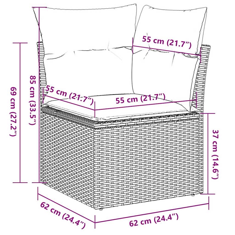 Afuera Living Contemporary 9 Piece Poly Rattan Large Sofa Set in Brown
