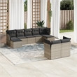Afuera Living Contemporary 9 Piece Poly Rattan Sofa Set in Gray