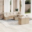 Afuera Living Contemporary 10 Piece Poly Rattan Sofa Set in Beige