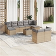 Afuera Living Contemporary 10 Piece Poly Rattan Sofa Set in Beige