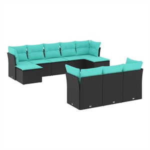 Afuera Living Contemporary 10 Piece Steel Patio Sofa Set in Black/Blue