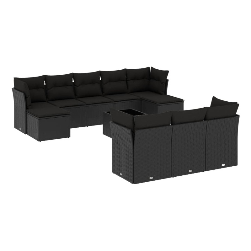 Afuera Living Contemporary 11 Piece Poly Rattan Sofa Set in Black