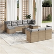 Afuera Living Contemporary 11 Piece Poly Rattan Small Sofa Set in Beige
