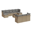 Afuera Living Contemporary 11 Piece Poly Rattan Small Sofa Set in Beige