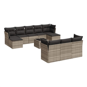 Afuera Living Contemporary 11 Piece Poly Rattan Sofa Set in Gray