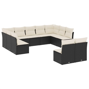 Afuera Living Contemporary 11 Piece Steel Sofa Set in Black/Cream