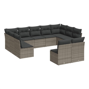 Afuera Living Contemporary Poly Rattan Medium Sofa Set in Gray