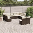 Afuera Living Contemporary 11 Piece Poly Rattan Sofa Set in Brown/Cream