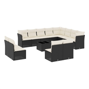 Afuera Living Contemporary 13 Piece Steel Sofa Set in Black/Cream