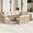 Afuera Living Contemporary Synthetic Poly Rattan Large Sofa Set in Cream/Beige