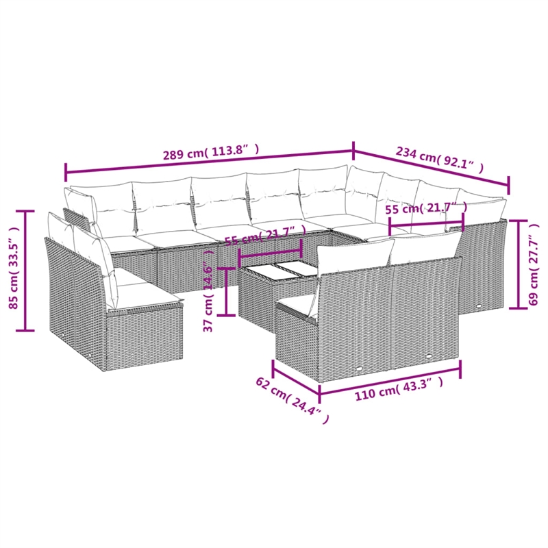 Afuera Living Contemporary Synthetic Poly Rattan Large Sofa Set in Cream/Beige