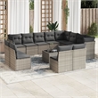 Afuera Living Contemporary 13 Piece Poly Rattan Sofa Set in Gray